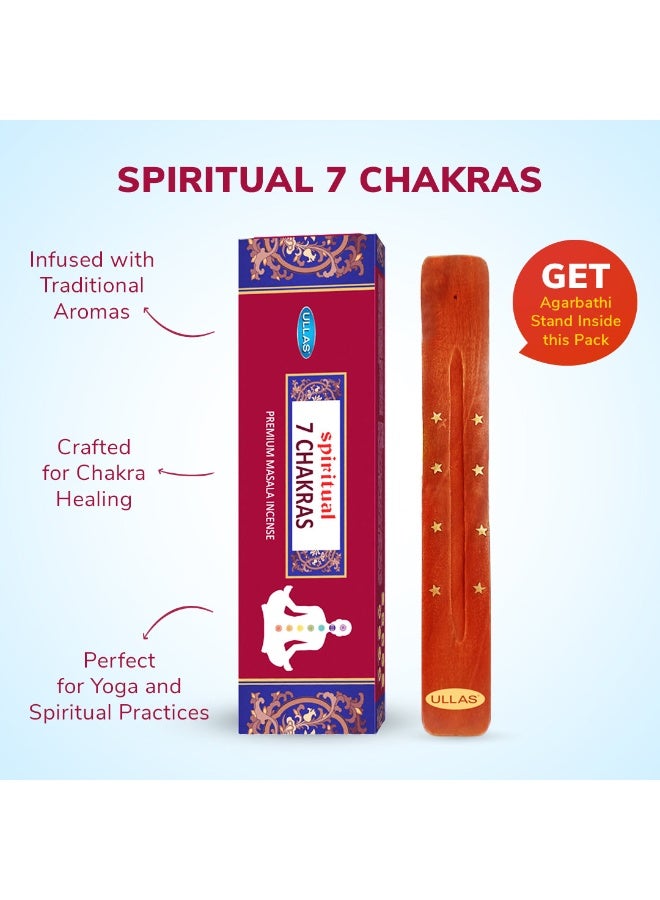 Ullas Spiritual 7 Chakras Agarbathi Premium Masala Incense Sticks with Earthy Fragrance (80 Sticks) With Stick Holder - Image 2